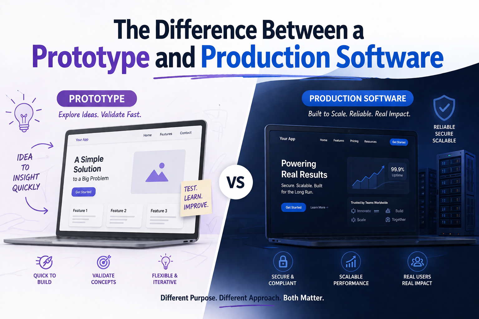 Prototype vs Production software breakdown