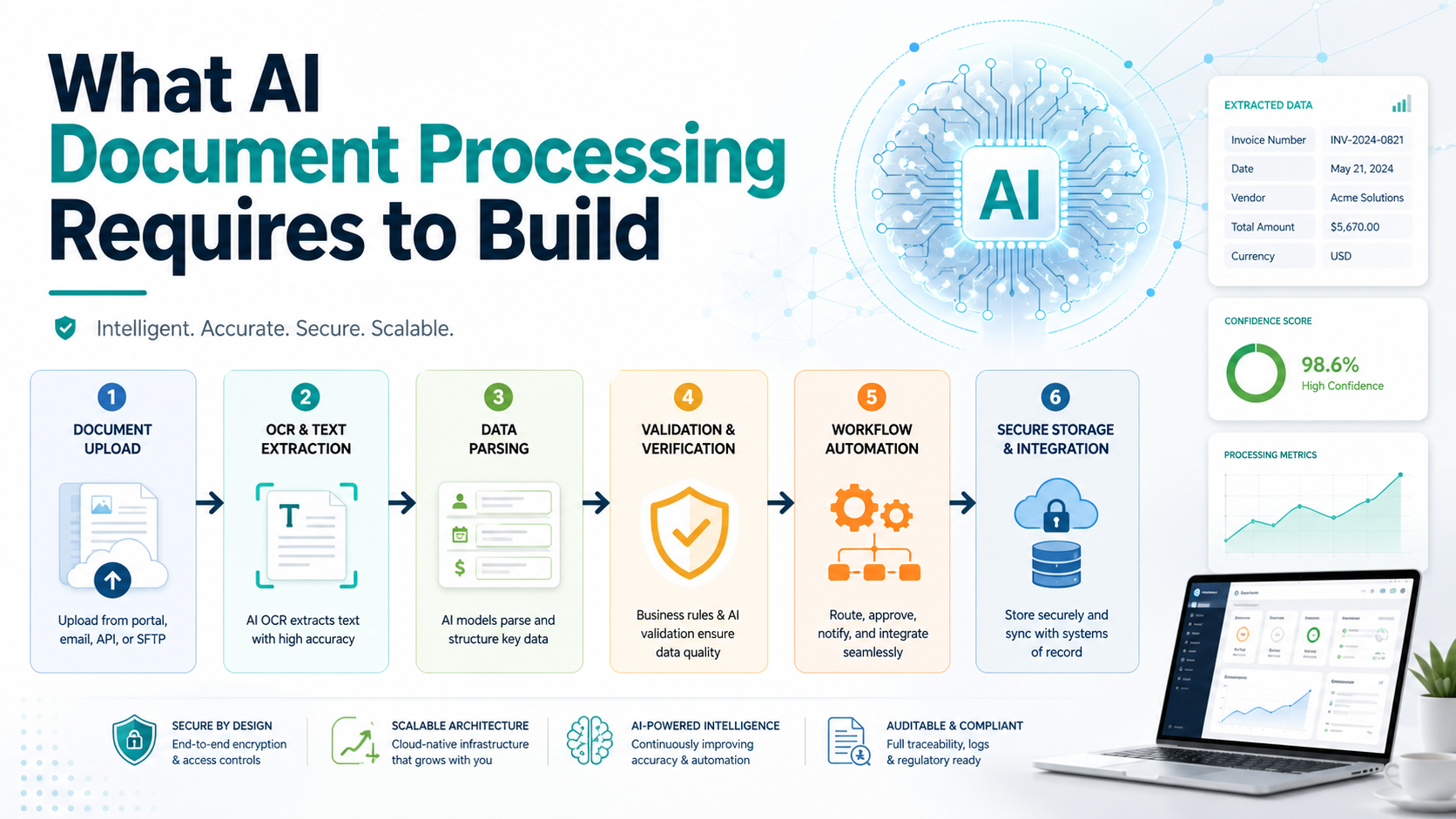 AI powered document processing workflow infographic